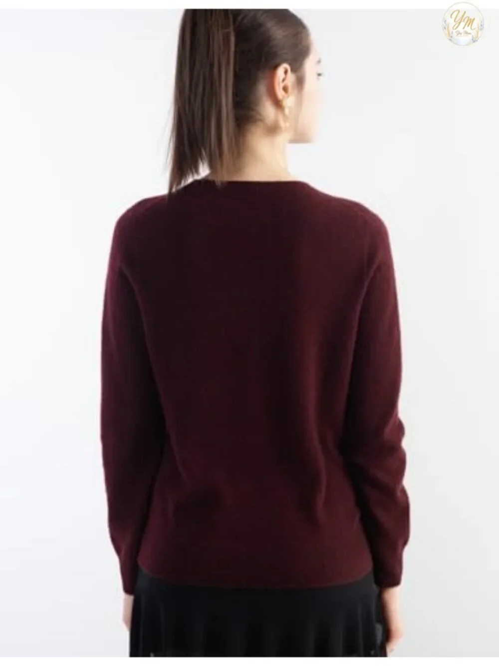 100% Pure Cashmere Pullover Sweater Seamless Knit Crew Neck Long Sleeve